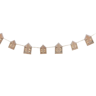 Wooden House Bunting with Lights