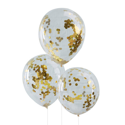 Gold Confetti Balloons Set of 5