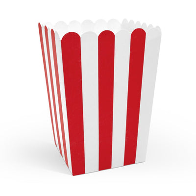 Popcorn Boxes - Red & White Set of 6