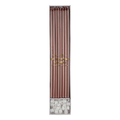 Rose Gold Long Candles Set of 16