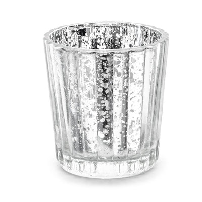 4 Glass Mirror Silver Candle holder