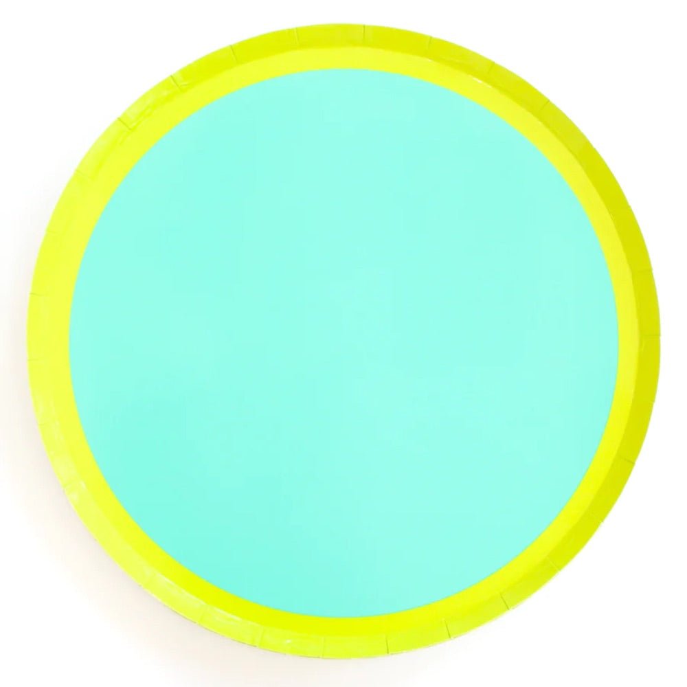 Turquoise & Lime Color Block Plates Set of 8 – Boxfetti.ae