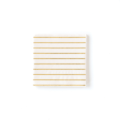 Cream Striped Cocktail Napkins Set of 18