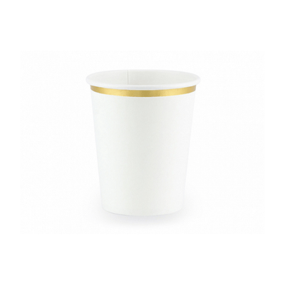 White Paper Cup With Gold Edge Set of 6
