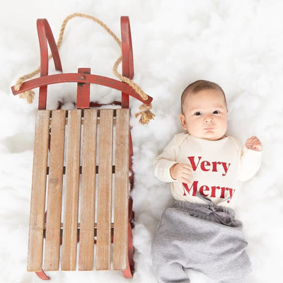 Very Merry Holiday Long Sleeve Baby Onesie