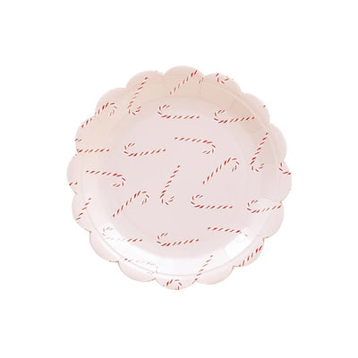 Whimsy Santa Scattered Candy Cane Plates Set of 8