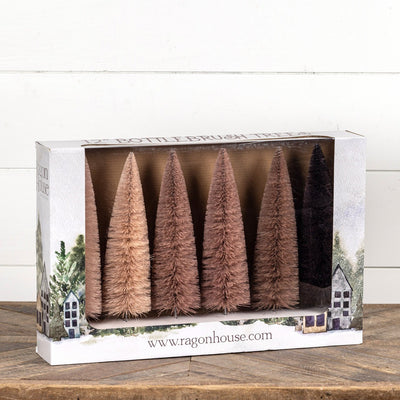 Blush Bottle Brush Trees 30cm Set of 6