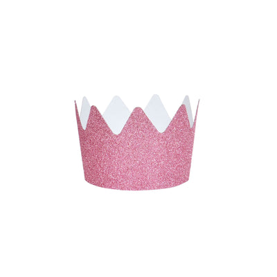 Pink Glitter Crowns Set of 8