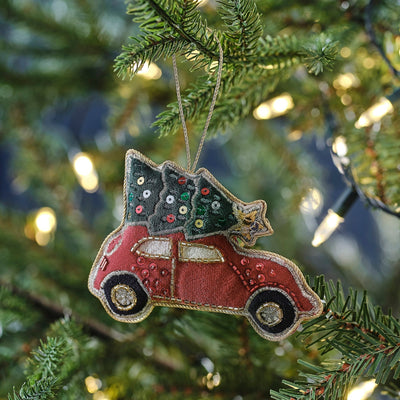 Velvet Embroidered Car Tree Decoration