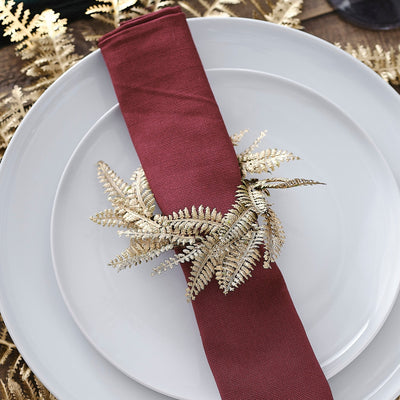 Gold Fern Napkin Rings Set of 4